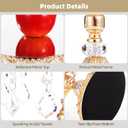 3 PCS Golden Cake Stands with Pendants, Round Mirror Cake Stand with Hanging Crystal Beads, Dessert Display Riser, European Style Lace Cupcake Stands for Wedding Birthday Banquet Dessert Buffets