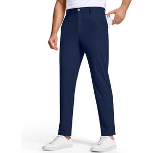Golf Pants Men 30"X32" Inseam 5 Pockets Stretch Slim Fit Lightweight Quick Dry Dress Chino Trousers (Navy Blue)