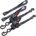 Ayaport Retractable Ratchet Straps 1in X 12ft(2PK)-1500lb Break Strength, Heavy Duty Ratchet Straps Self Retractable Tie Downs with Soft Loops for Motorcycle, Dirt Bike, Cargo, Truck Accessories (Black)