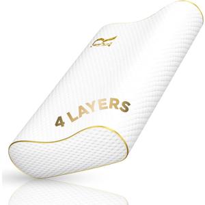 4-Layer King, Contour Pillow, Side Sleeper Pillow, Orthopedic Pillow, Neck Support Pillow, Pillow for Neck Pain, Pillow for Side Sleepers, CertiPUR-US, Extra King - 31 x 14 x 6.5"
