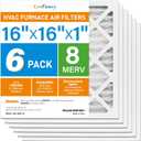 Lot Fancy 16x16x1 Air Filter MERV 8 6-Pack, Actual Size: 15.75"x15.75"x0.75", Pleated Furnace & AC Filter Replacement, Captures Dust, Pet Hair, Pollen