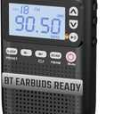 PRUNUS J-618 Portable Radio AM FM with Bluetooth Earphone Output & Bluetooth Speaker Mode, 2000mAh Rechargeable Battery, Micro SD Playback with Shuffle & Sequential Play, Headphone Jack, Sleep Timer