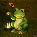 Glowing Garden Frog Outdoor Decor Cute Animal Outdoor Statue for Yard Patio Ornaments, Solar Frog Garden Decor for Birthday Housewarming Gifts for Woman, Mom, Grandma