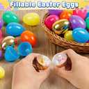Jumlys 50 PCS 2.4" Plastic Easter Eggs, 42 PCS Empty Easter Eggs Bulk with 8 Golden Eggs, Fillable Eggs with Hinge, Perfect for Easter Hunt, Basket Stuffers Fillers and Easter Theme Party Favors