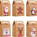STEFORD Christmas Kraft Paper Gift Boxes,24PCS Christmas Candy Gift Treat Bags for Xmas Party Supplies