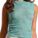 Milumia Women's Y2k Boat Neck Knitted Tank Top Sleeveless Slim Fit Casual Tops (Green, XL)