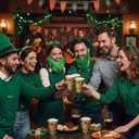 Jingmore 50 Pcs Kraft Paper St. Patrick's Day Shamrock Coffee Cups, 12oz Disposable Irish Green Clover Disposable Beverage Cups for St. Patricks Day, Irish Party, Holiday, Office