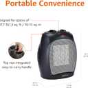 Amazon Basics Ceramic Space Heater, Portable Indoor Heating Solution, With Overheat and Tip-Over Protection, Thermostat, Non-Oscillating, 1500W, 7.52"D x 6.34"W x 9.45"H, Black