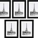 Tyenaza 5Pcs Black Photo Frame, 7 Inch Stylish High Transparency Black Decorative Rugged Picture Frame for Home Wedding Photography