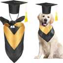 Huhumy 2 Pcs Dog Graduation Cap and Bandana Costumes with Tassels 2026 Dog Cat Graduation Hat Scarf Gown Adjustable Washable Grad Outfits Gifts for Medium Small Pet Supply(Black, Large)
