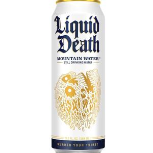 Liquid Death Still Mountain Water, Real Mountain Source, Ice-Cold Cans, Infinitely Recyclable, King Size 16.9 Fl Oz (Pack of 12), BB Date 05/12/2026
