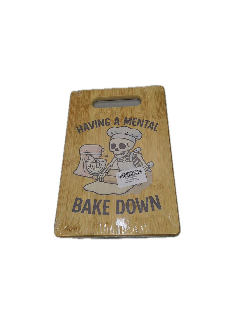  Libre Decorative Bamboo Cutting Board For Kitchen Funny Pun Having A Mental Bake Down Skeleton Baker 