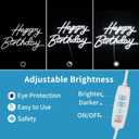 Happy Birthday Neon Sign for Wall Decor, LED Happy Birthday Light Up Sign, USB Powered Dimmable Neon Light for Birthday Party Decorations Backdrop, White