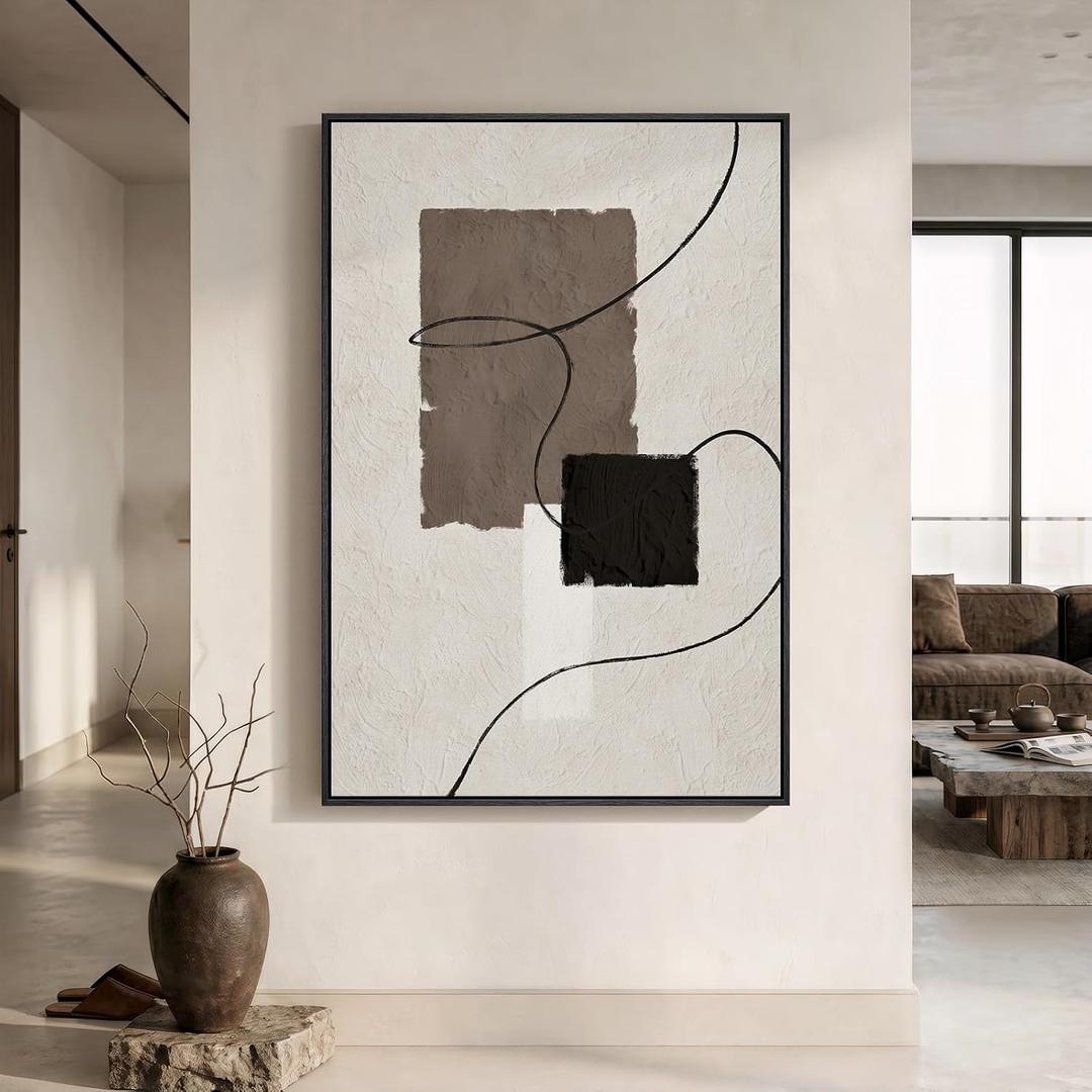 Extra Large Framed Neutral Beige Brown Abstract Wall Art, Vertical 40x60 In
Beige brown pictures, Canvas prints, Wood frame, Modern Minimalist paintings, Wall decor for living room bedroom entryway