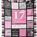 17 Year Old Girl Gift Ideas - Cozy Blanket 50"x60", for 17 Year Old Girl, 17th Birthday Gifts for Girls, Unique Birthday Present for Teen Girls, Happy 17th Decoration Ideas