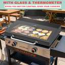 5857 Upgrade Glass Griddle Hinged Lid for Blackstone Omnivore 28 inch (2024 Model) Griddle Lid Hood,Clear View Grill Top Hard Cover for Blackstone 1517 2147 2206 2287 2269 Flat Top Grill Accessories