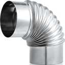 Hicarer 1 Pcs 4 Inch 90 Degree Galvanized Dryer Elbow Vent Tube Connector Adjustable Dryer Vent Elbow Connector for 4" HVAC Duct Pipe Hose Ductwork