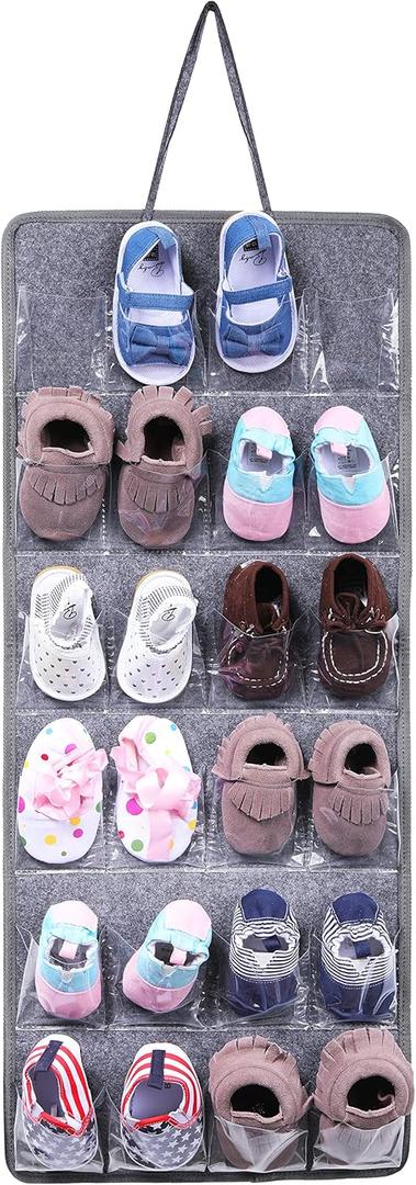 Over The Door Hanging shoe organizers for 12 Pairs, Hanging Shoes Organizer (Grey)