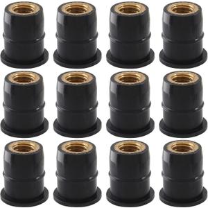 12Pcs M6 Rubber Well Nuts Neoprene Expansion Brass Nuts Fairing Universal Motorcycle Fasteners for Canoe, Boat, Kayak