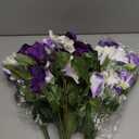 Artificial Flowers for Outdoors, Faux Petunias Spring Summer Decoration, Fake Flowers Plants UV Resistant Look Real Silk Flowers for Outside Planter Front Door Porch Patio Yard (6, Purple-White)