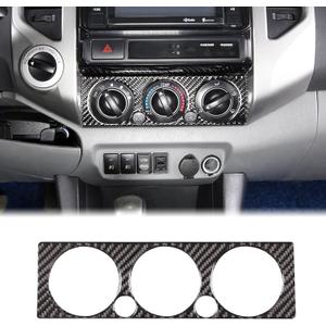 Aunginsy Central Air Conditioning Control Switch Rotary Panel Trim Cover Compatible with Toyota Tacoma 2006-2015 Center Console Air Conditioning Adjustable Switch Panel Decorative Sticker Accessories (Black Carbon Fiber)