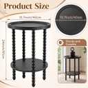 Junkin 24x15.7in 2 Tier Round Side Table with Spindle Legs and Shelf, 15.7 x 15.7 x 23.6 inches