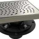 WEBANG 6 Inch Square Shower Drain Nickel Floor Drain with Flange Wave-Hole Pattern Cover Grate Removable SUS304 Stainless Steel Watermark&CUPC Certified Brushed Nickel