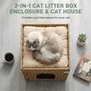 Cat Litter Box Furniture, Rattan Litter Box Enclosure Cabinet for Indoor Cats, Ventilated Covered Litter Box House, Decorative Litter Box Hider with Mat