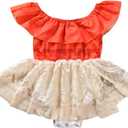 Baby Girl Moana Fancy Dress Romper Sister Matching Ruffle Lace Outfits Costume (18-24 Months, Romper)