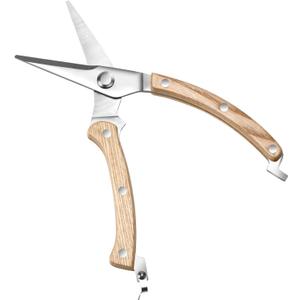 Wooden Garden Pruning Shears, Gardening Scissors Hand Tools, Classic Manual Hand Pruner Wood Clippers for Flower and Plant Trimming, Foldable Stainless Steel Pruner for Gift (H03)