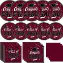 Gatherfun Graduation decorations 2026 Graduation Party Supplies Maroon Disposable Paper Plates Luncheon Napkins Cocktail Napkins for Congrats Grad Party Decorations, Serve 50