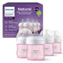 Philips Avent Natural Baby Bottles with Natural Response Nipples (Slow Flow, Flow 2), 4oz, Pink, 4-Pack, SCY900/14