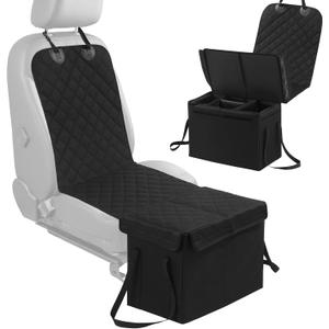 HOMBYS Back Seat Extender for Dogs,Dog Car Seat Cover with Storage Car Organizer,Dog Car Seat Extender with Storage for Front or Back Seat,Waterproof Scratch Proof Cover for Cars Trucks and SUVs,Large