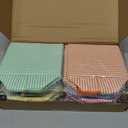 Sanwuta 6 Pcs Seersucker Cosmetic Bags Bulk Seersucker Makeup Bags Stripe Women Pouch Large Preppy Storage Pouch Toiletry Travel Organizer for Wedding Bridesmaid Bride Favor Mom Gift (Rainbow) (EXP 11/12/26)