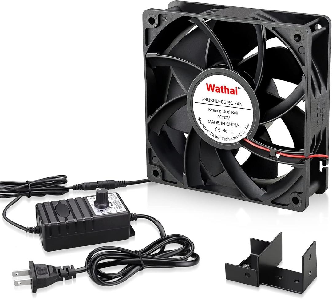Wathai AC 110V 240V 120mm x 38mm Muffin Fan with Variable Speed Controller for Doorway, Room to Room, Wood Stove, Fireplace, Network Cabinet Circulation Cooling