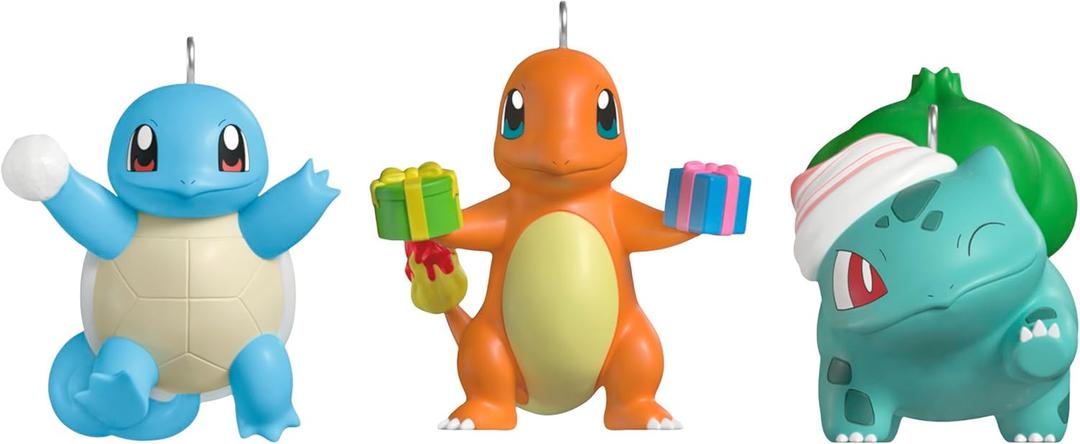 Hallmark Keepsake Mini Christmas Ornaments 2025, Pokmon Squirtle, Charmander, Bulbasaur, Set of 3, Gifts for Gamers