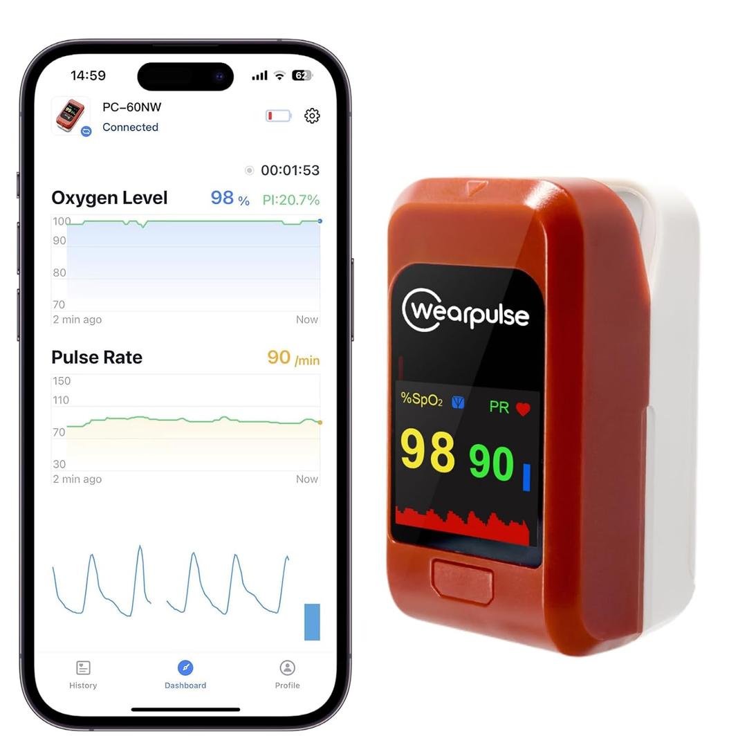 Pulse Oximeter, Oxygen Monitor Fingertip, Blood Oxygen Meter Finger, Tracks Oxygen Level & Pulse Rate for Adult, Audio Beep, Free APP & PC Report