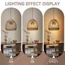 19.6" Large Farmhouse Chandeliers for Dining Room, 5-Light Rattan Boho Chandelier Light Fixture with Wicker Lampshade, Coastal Hanging Pendant Lighting for Kitchen Island Bedroom Living Room Nursery