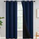 Navy Blue Curtains 100% Blackout Curtains for Living Room - Grommet Thermal Insulated Full Room Darkening Block Out Curtains with Black Liner for Bedroom, Set of 2 Panels, W42 x L84 Inch