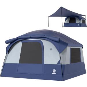 EVER ADVANCED Blackout Design 6 Person Camping Tent with 80 sq.ft Massive Vestibule, Large Mesh Screen Room, 81in Tall Expanded Headroom, Blackout Coating, 4000mm Water-Resistant Compact Orange