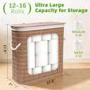 Livole Bamboo Toilet Paper Storage with Lid - 16 Regular Rolls or 12 Mega Rolls 36L Large Capacity Natural Toilet Paper Basket Organizer for Bathroom