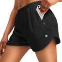G Gradual Women's Running Shorts with Zipper Pockets Quick Dry Athletic Workout Gym 3" Shorts for Women with Comfy Liner (Medium, Black)