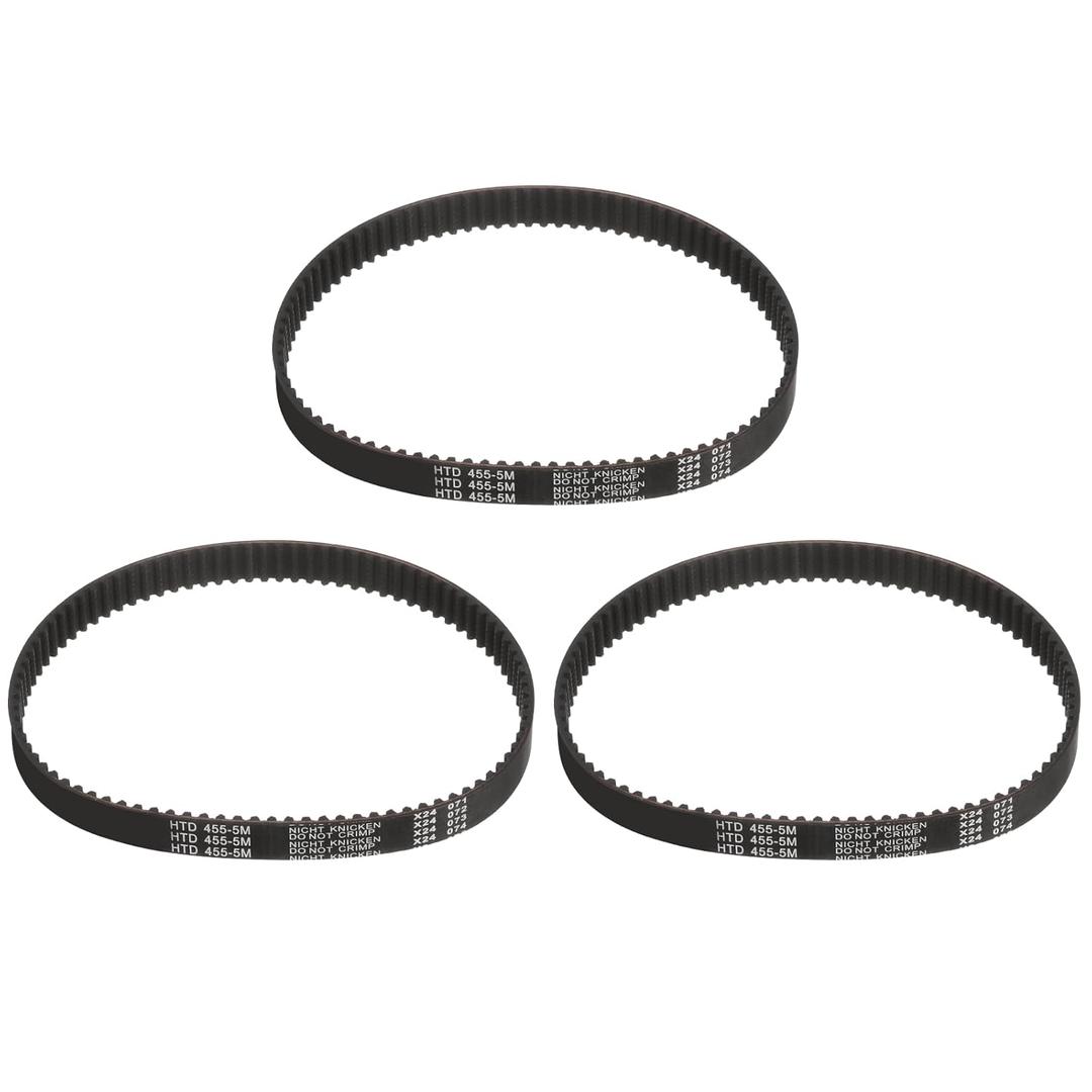 uxcell 3pcs HTD-5M Rubber Timing Belt 91 Teeth, 455mm Pitch Length x 15mm Width x 3.6mm Height, Closed Loop Pulley Timing Belt