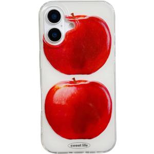for iPhone 14 Pro Case，Sweet Life Clear Cute iPhone Case with Red Apple's Design, Slim Shockproof Phone Cover for Women Girls ，Creative，Minimalist Style (iphone14pro)