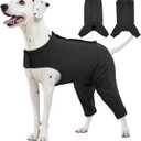 Kuoser Dog Surgery Suit for Back Legs, Dog Rear Leg Sleeve to Stop Licking, Female Spay Recovery Suit for Dogs After Surgery, Pet Puppy Surgical Pants Onesie for Abdomen Wounds Skin Disease (Large, Black)