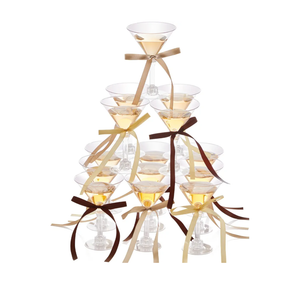 Maxdot 30 Sets A Tini Bit Older Birthday Party Supplies 5 oz Espresso Martini Glasses Plastic Mini Champagne Tower with Bows for Espresso Martini Bachelorette Decoration Tiny Bar(Coffee, Khaki, Beige)