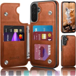 DJDUCK Designed for Samsung Galaxy A17 5G Case Wallet with Card Holder, [Magnetic Clasp Cover] [RFID Blocking Leather Protection] Shockproof Women Men Cases for Samsung A17 Light Brown