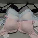 Phennie's Young Teen Girls 7-16 Slim Cotton Bras Thin Cups Bra for Girls Pack of 5 Black White Darkgrey Pink Blue Size 32