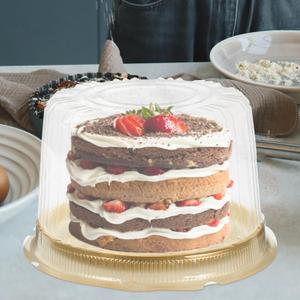 NUOBESTY 10pcs Disposable Clear Plastic Cake Boxes - Round Cake Carriers & Display Containers, 6inch