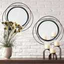 2 Set 15.7'' Black Circle Mirrors Wall Decor Iron Frame Wall Art Round Mirror Home Decor Hanging for Living Room/Bedroom/Bathroom/Entryway (Medium Size 15.7 inch,Circles)